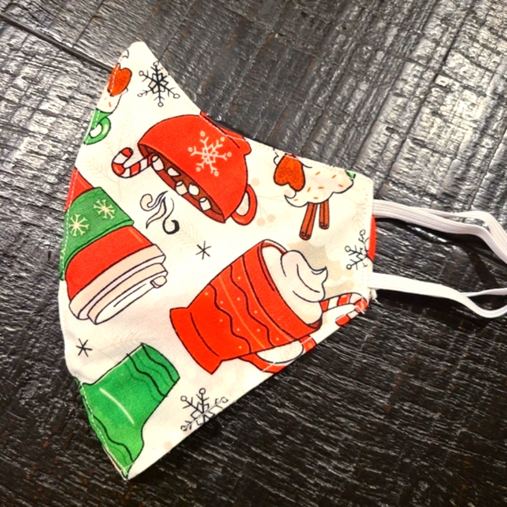Mask Adult size Mocha Christmas  latte designs
